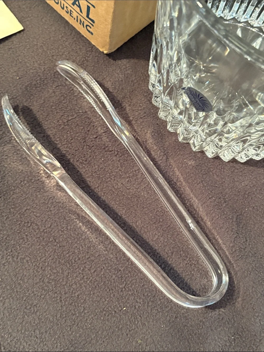 Highlights Lead Crystal Ice Bucket with Tongs - Clear